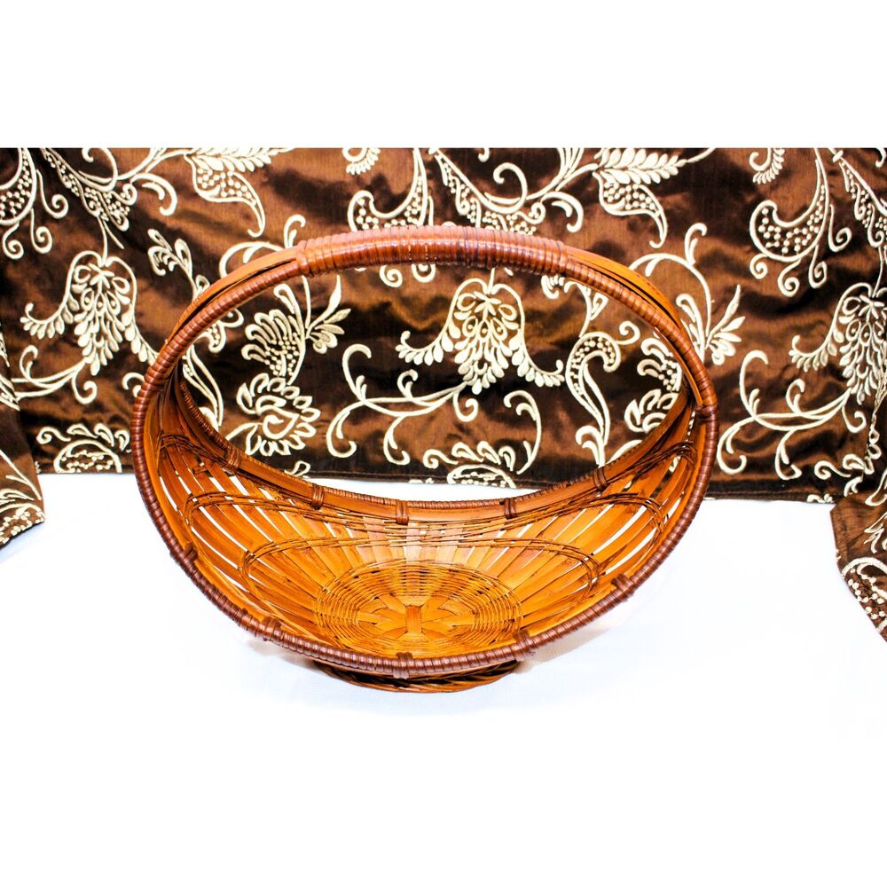 Beautiful VTG Wrap a Round Japanese Flower Basket~ I Clear Coated it WoW!